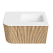 MONDIAZ KURVE 75cm Meuble salle de bain avec module 25 G - couleur Oak - 1 tiroir - 1 porte - vasque GRUNNE droite - 1 trou de robinet - Talc SW1138165