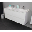 Basic Line Bella Badkamermeubelset - 80x55x46cm - 1 wasbak - Keramiek - Wit - 1 kraangat - Wandspiegel zonder verlichting - Melamine Wit hoogglans SW398138