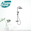 FugaFlow Efficiente Sobrado ensemble de douche à effet pluie avec thermostat douche de tête 30cm douchette à main 3 positions noir 110cm SW1123804