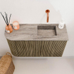 Mondiaz JOYA-DLUX Meuble de salle de bains - 71,6cm - arrondi gauche couleur Dusk - Vasque FAYE position Droite Sans trou de robinet couleur Oza SW1426005