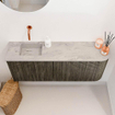 Mondiaz JOYA-DLUX 101.6cm toiletmeubel - ronding rechts kleur Shadow - Wastafel FAYE positie Links Zonder kraangat kleur Glace. SW1422802