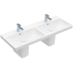 Villeroy & Boch Avento double lavabo de meuble - 120x47cm - 2 trous de robinetterie avec trop-plein blanc SW209499