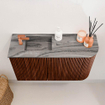 Mondiaz JOYA-DLUX 71.6cm meuble de toilette - arrondi droit couleur Ruby - Vasque FAYE position Gauche 1 trou de robinet couleur Sombra. SW1425698