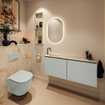 MONDIAZ TURE-DLUX Meuble toilette - 120cm - Greey - EDEN - vasque Frappe - position gauche - 1 trou de robinet SW1105177