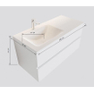 Mondiaz VICA ensemble de meuble de salle de bain - 100cm - meuble sous lavabo talc - 2 tiroirs - lavabo moon gauche - sans trou de robinet XL version 60cm haut SW1090505