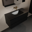 Mondiaz AIVY Ensemble de meuble - 100x45x50cm - 0 trous de robinet - 1 vasque Urban Solid surface - Centre - 2 tiroirs - avec armoire de toilette - MDF Urban SW892114