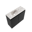 MONDIAZ TURE-DLUX Meuble toilette - 60cm - Urban - EDEN - vasque Glace - position gauche - sans trou de robinet SW1103150