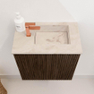 Mondiaz JOYA-DLUX 40cm toiletmeubel - kleur Walnut - Wastafel FAYE positie Rechts 1 kraangat kleur Frappe. SW1422248