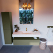 Mondiaz ALAN-DLUX Ensemble de meuble - 130cm - meuble Army mat - 1 tiroir - Lavabo Cloud Ostra suspendu - vasque Centre - 1 trou de robinet SW807495