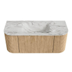 MONDIAZ KURVE-DLUX 110cm Meuble salle de bain avec module 25 G et D - couleur Oak - 1 tiroir - 2 portes - vasque CLOUD centre - sans trou de robinet - couleur Glace SW1137893