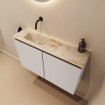MONDIAZ TURE-DLUX Meuble de toilettes 80 cm Linen. EDEN lavabo Frappe position gauche. Sans trou de robinet. SW1102843