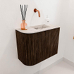 Mondiaz JOYA-DLUX 51.6cm toiletmeubel - ronding links kleur Walnut - Wastafel FAYE positie Rechts Zonder kraangat kleur Nata. SW1424501