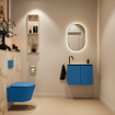 MONDIAZ TURE-DLUX Meuble toilette - 60cm - Jeans - EDEN - vasque Frappe - position gauche - 1 trou de robinet SW1102797
