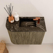 Mondiaz JOYA-DLUX 51.6cm toiletmeubel - ronding links kleur Dusk - Wastafel FAYE positie Rechts 1 kraangat kleur Lava. SW1423254