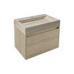 Forzalaqua Ibiza Ensemble meuble de salle de bains - 80x50x50cm - 1 tiroir - lavabo en travertin - 1 trou de robinet - jeu de supports - bouchen de vidage - Smoke SW1476837