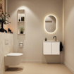 MONDIAZ TURE-DLUX Meuble toilette - 60cm - Talc - EDEN - vasque Ostra - position centrale - 1 trou de robinet SW1104647