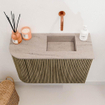 Mondiaz JOYA-DLUX Meuble de salle de bains - 61,6cm - arrondi gauche couleur Dusk - Vasque FAYE position Droite Sans trou de robinet couleur Saba SW1426076