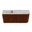 Mondiaz JOYA-DLUX Meuble de salle de bains 91,6cm - arrondi droite couleur Ruby - Vasque FAYE position Gauche Sans trou de robinet couleur Glace SW1423592
