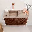 Mondiaz JOYA-DLUX 61.6cm toiletmeubel - ronding rechts kleur Ruby - Wastafel FAYE positie Links Zonder kraangat kleur Arena. SW1425291