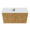 Mondiaz JOYA 70cm toiletmeubel - kleur Oak - Wastafel FAYE positie Links Zonder kraangat kleur Talc. SW1421106