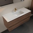 Mondiaz AIVY Ensemble de meuble - 120x45x50cm - 1 trou de robinet - 1 vasque Urban Solid surface - Centre - 2 tiroirs - sans miroir - Melamine Mocha SW892158