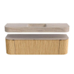 MONDIAZ THOR-DLUX 160cm badmeubel ronding links + rechts kleur Oak met 1 lade en 2 deuren. Vrijhangende wastafel CLOUD Midden zonder kraangat kleur Saba. SW1465325