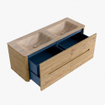 Mondiaz CIRO-DLUX Badkamermeubelset - 130x45x50cm - Solid surface wastafel Saba - 2 wasbak Dubbel - 2 kraangaten - 4 lades - Oak SW1531192