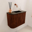 Mondiaz JOYA-DLUX Meuble de salle de bains 51,6cm - arrondi gauche couleur Ruby - Vasque FAYE position droite Sans trou de robinet couleur Lava SW1423629