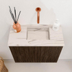Mondiaz JOYA-DLUX 50cm toiletmeubel - kleur Walnut - Wastafel FAYE positie Rechts Zonder kraangat kleur Nata. SW1424464
