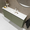 MONDIAZ TURE Kit lave-mains - 100x23x50cm - 1 trou de robinet - 2 portes - armée mate - Lavabo central - Acrylique Blanc SW475008