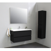 Basic Bella Meuble salle de bains avec lavabo acrylique Blanc 100x55x46cm 1 trou de robinet Noir mat SW491729