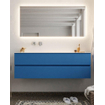 Mondiaz VICA ensemble de meuble de salle de bain - 150cm - meuble sous-vasque jeans - 2 tiroirs - lavabo cloud gauche - sans trou de robinet - miroir LED - version XL 60cm de haut SW1098221