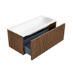 MONDIAZ KURVE 100cm Meuble salle de bain - couleur Walnut - 1 tiroir - vasque BIG MEDIUM centre - 1 trou de robinet - Talc SW1138301