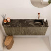 Mondiaz JOYA-DLUX Meuble de salle de bains 111.6cm - arrondi gauche couleur Dusk - Vasque FAYE position Droite Sans trou de robinet couleur Lava. SW1423275
