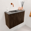 Mondiaz JOYA-DLUX 61.6cm toiletmeubel - ronding rechts kleur Walnut - Wastafel FAYE positie Links Zonder kraangat kleur Sombra. SW1424760