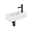 Fortifura Fuente Pack Lave-mains - 40x22x11.5cm - 1 trou de robinet - céramique - robinet Noir mat - Blanc brillant SW1111465