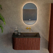 Mondiaz KURVE Ensemble de meuble de salle de bains - 85x46x40cm - 1 tiroir - 1 porte - lavabo solid surface - à droite - sans trou de robinet - Ruby SW1415400