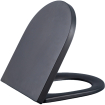 QeramiQ Dely Swirl Ensemble WC- 36.3x51.7cm - Réservoir encastré Geberit UP320 - Abattant de 35mm d'épaisseur - Plaque de commande en cuivre - Boutons ronds - Noir mat SW1138614