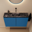 MONDIAZ TURE-DLUX Meuble WC 80cm Jeans. EDEN lavabo Lava position milieu. Sans trou de robinet. SW1103857