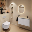 MONDIAZ TURE-DLUX Meuble toilette - 80cm - Cale - EDEN - vasque Ostra - position gauche - 1 trou de robinet SW1105205