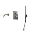 Fortifura Calvi Badkraan set - uitloop - 22cm inkortbaar - gladde slang - staafhanddouche - inbouwdeel - wandhouder - geborsteld RVS PVD SW1130181