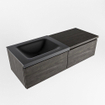 MONDIAZ BUKLA 120cm ensemble de meuble avec module 60 couleur Marron Foncé avec 2 tiroirs. Lavabo CLOUD à gauche 0 trou de robinet couleur Urban. SW1382018