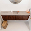 Mondiaz JOYA-DLUX 123.2cm toiletmeubel - ronding links en rechts kleur Ruby - Wastafel FAYE positie Midden 1 kraangat kleur Saba. SW1425640
