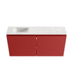 MONDIAZ TURE-DLUX Meuble toilette - 100cm - Fire - EDEN - vasque Ostra - position gauche - sans trou de robinet SW1104861