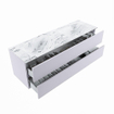 MONDIAZ VICA-DLUX Ensemble meuble de salle de bains - 150cm - sous-meuble Cale - 2 tiroirs - vasque encastrée Cloud double - 2 trous de robinet - version hauteur 60cm - Glace SW1088348