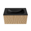 MONDIAZ KURVE 80cm Meuble salle de bain - couleur Oak - 1 tiroir - vasque BIG SMALL centre - sans trous de robinet - Urban SW1138355