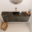 Mondiaz JOYA-DLUX Meuble de salle de bains 113,2cm - arrondis gauche et droite couleur Shadow - Vasque FAYE position Milieu Sans trou de robinet couleur Lava SW1422903