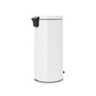 Brabantia NewIcon Poubelle à pédale - 30 litres - seau intérieur en plastique en métal - blanc SW1117497