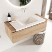 Mondiaz bukla ensemble de meubles de salle de bain 100x45x34cm 0 robinetterie lavabo milieu surface solide talc sans poignée 1 tiroir avec fermeture douce mélamine chêne lavé SW704728