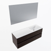 Mondiaz VICA ensemble de meuble de salle de bain - 130cm - meuble sous-vasque marron foncé - 2 tiroirs - lavabo cloud droite - 1 trou de robinet - couleur talc - miroir LED - version XL 60cm de haut SW1095596